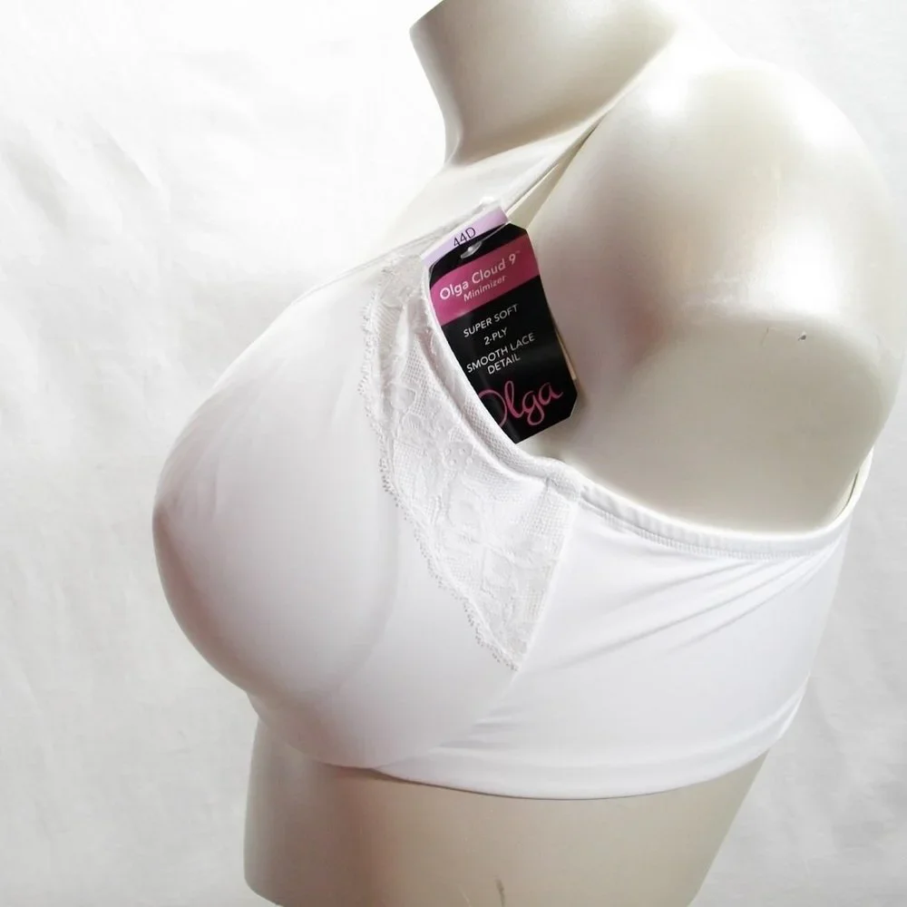 40DD Olga GI8961A Cloud 9 Underwire‎ 2-Ply Minimizer Bra White NWT